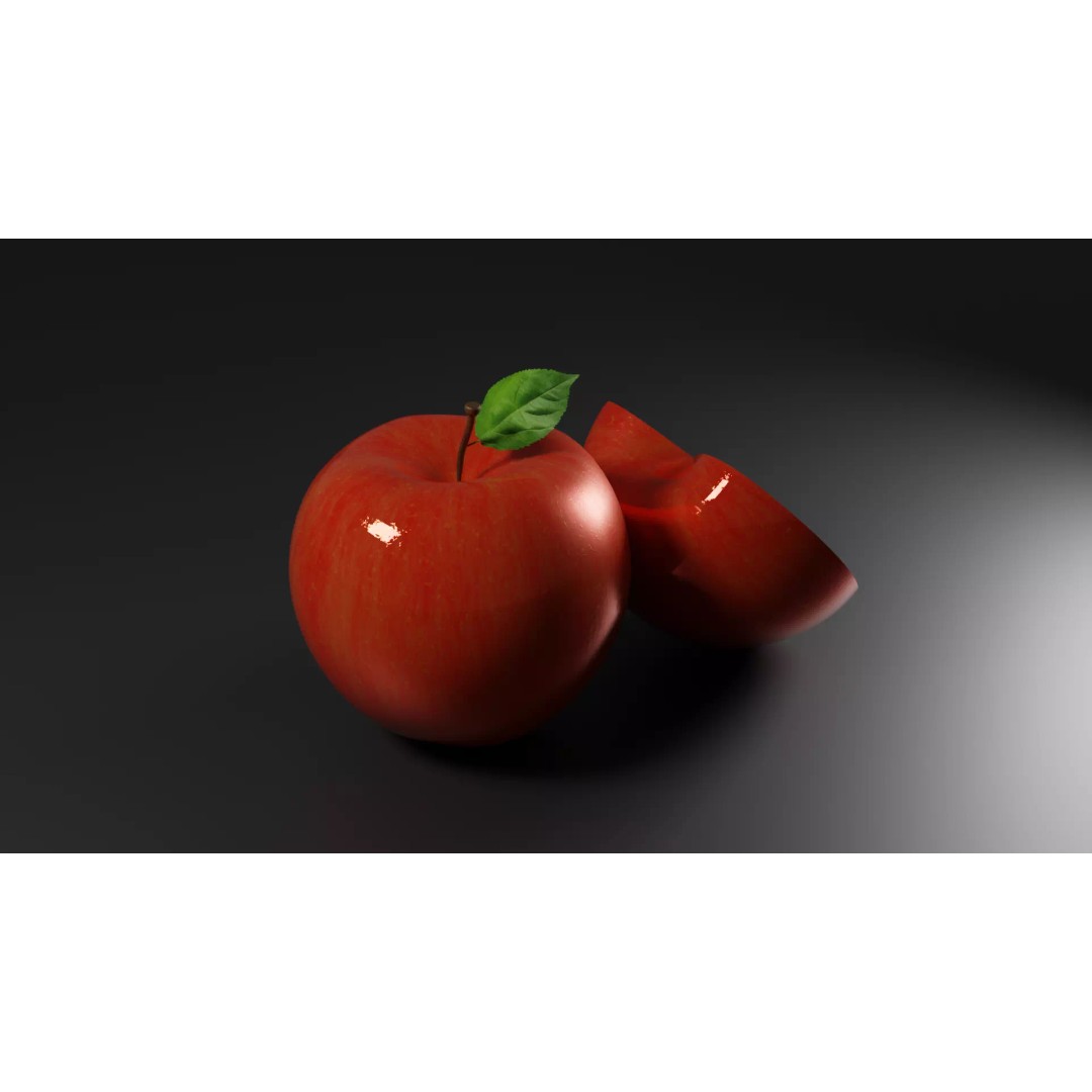 Realistic Red Apple 3D Model – Low Poly PBR Asset for Games and Animation - View 3
