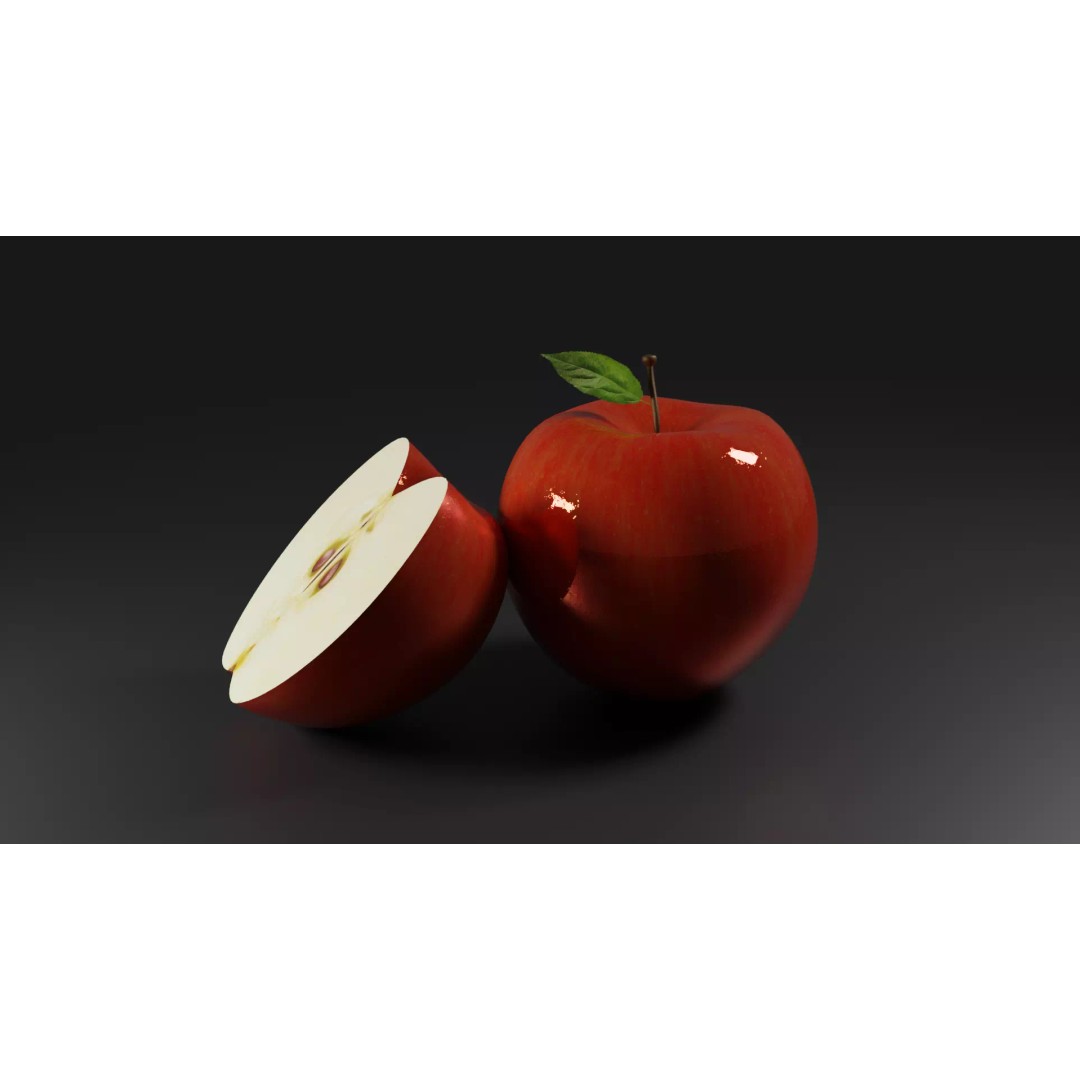 Realistic Red Apple 3D Model – Low Poly PBR Asset for Games and Animation - View 5