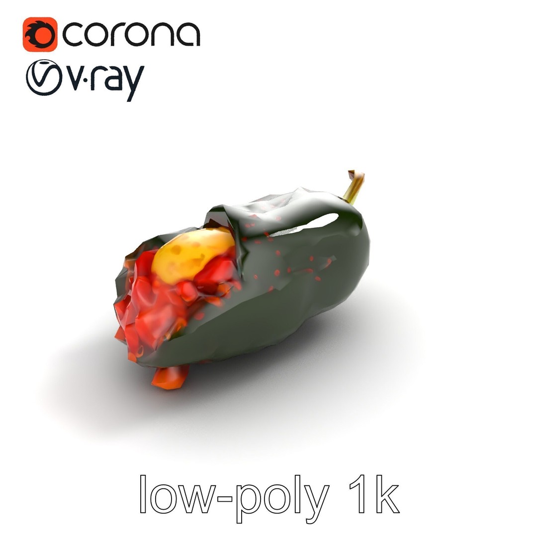 Chile Relleno 3D Model – Low Poly Culinary Asset, FBX, PBR Textures - View 10