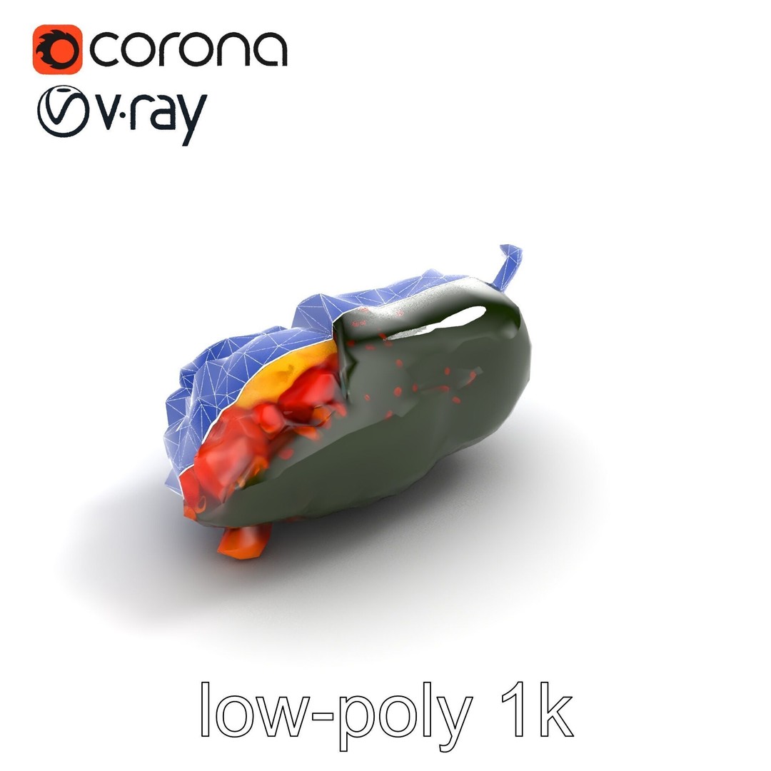 Chile Relleno 3D Model – Low Poly Culinary Asset, FBX, PBR Textures - View 14