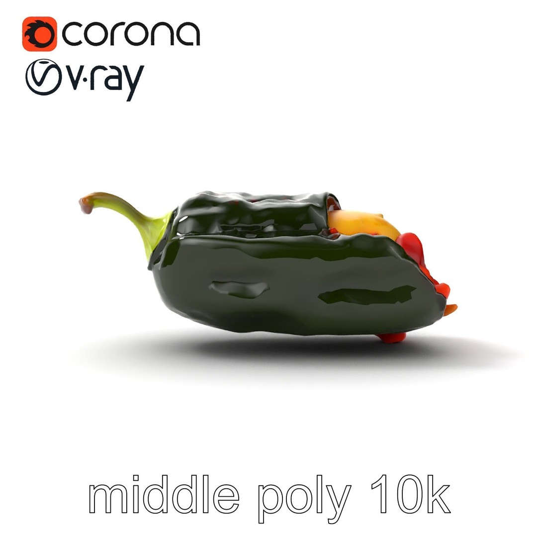Chile Relleno 3D Model – Low Poly Culinary Asset, FBX, PBR Textures - View 17