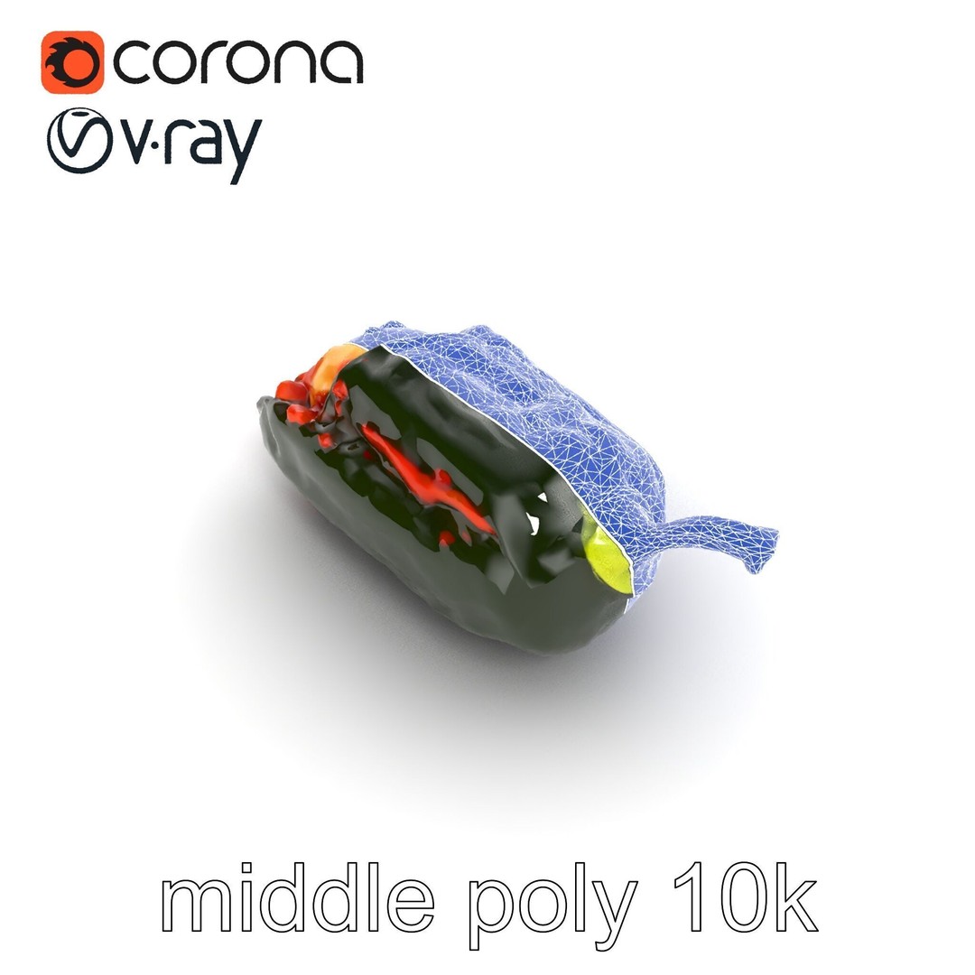 Chile Relleno 3D Model – Low Poly Culinary Asset, FBX, PBR Textures - View 18