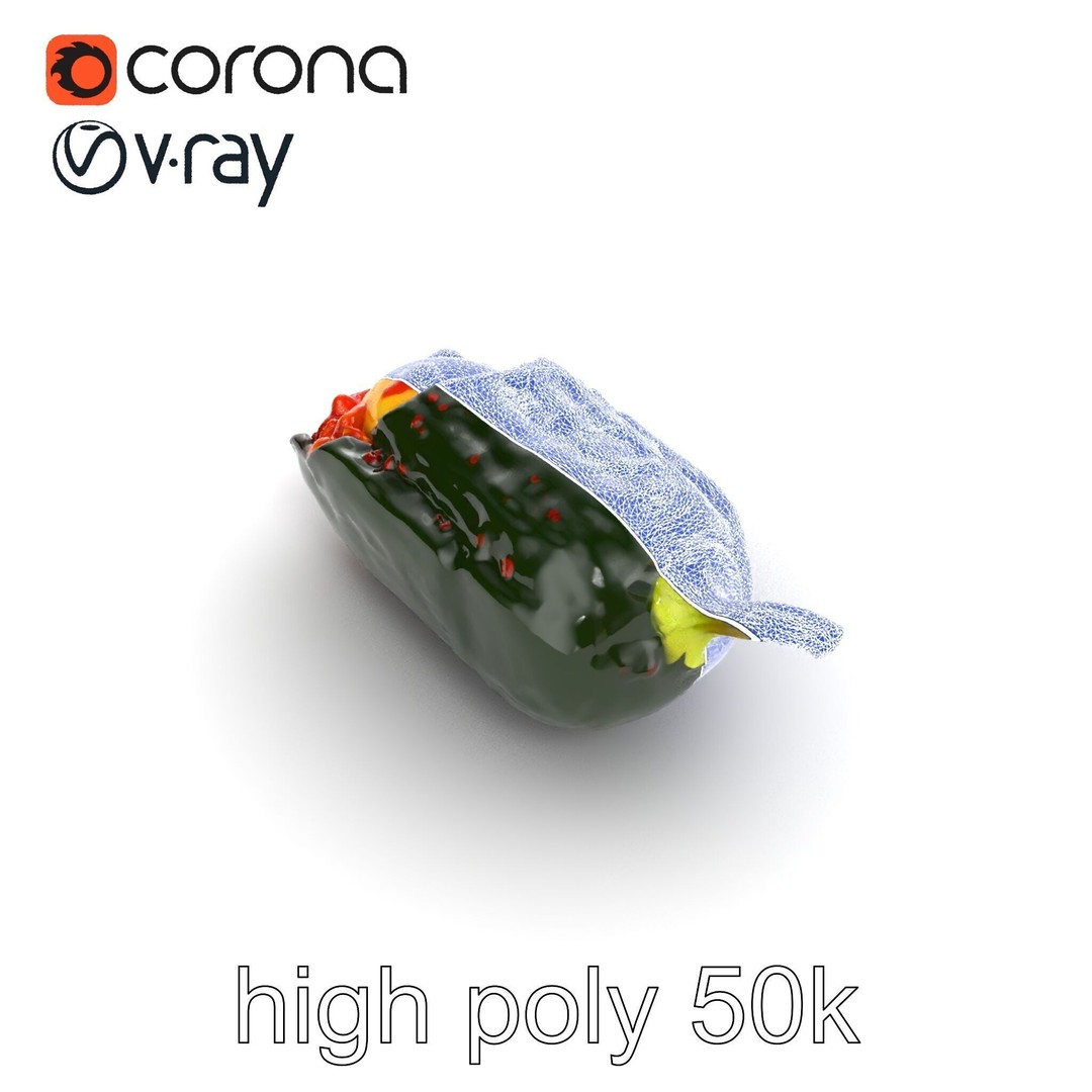 Chile Relleno 3D Model – Low Poly Culinary Asset, FBX, PBR Textures - View 25