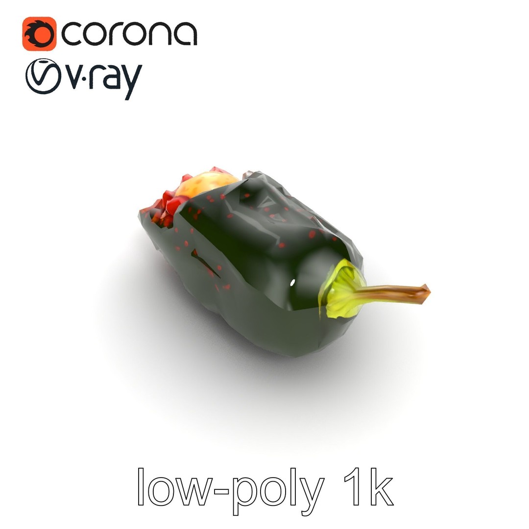 Chile Relleno 3D Model – Low Poly Culinary Asset, FBX, PBR Textures - View 29