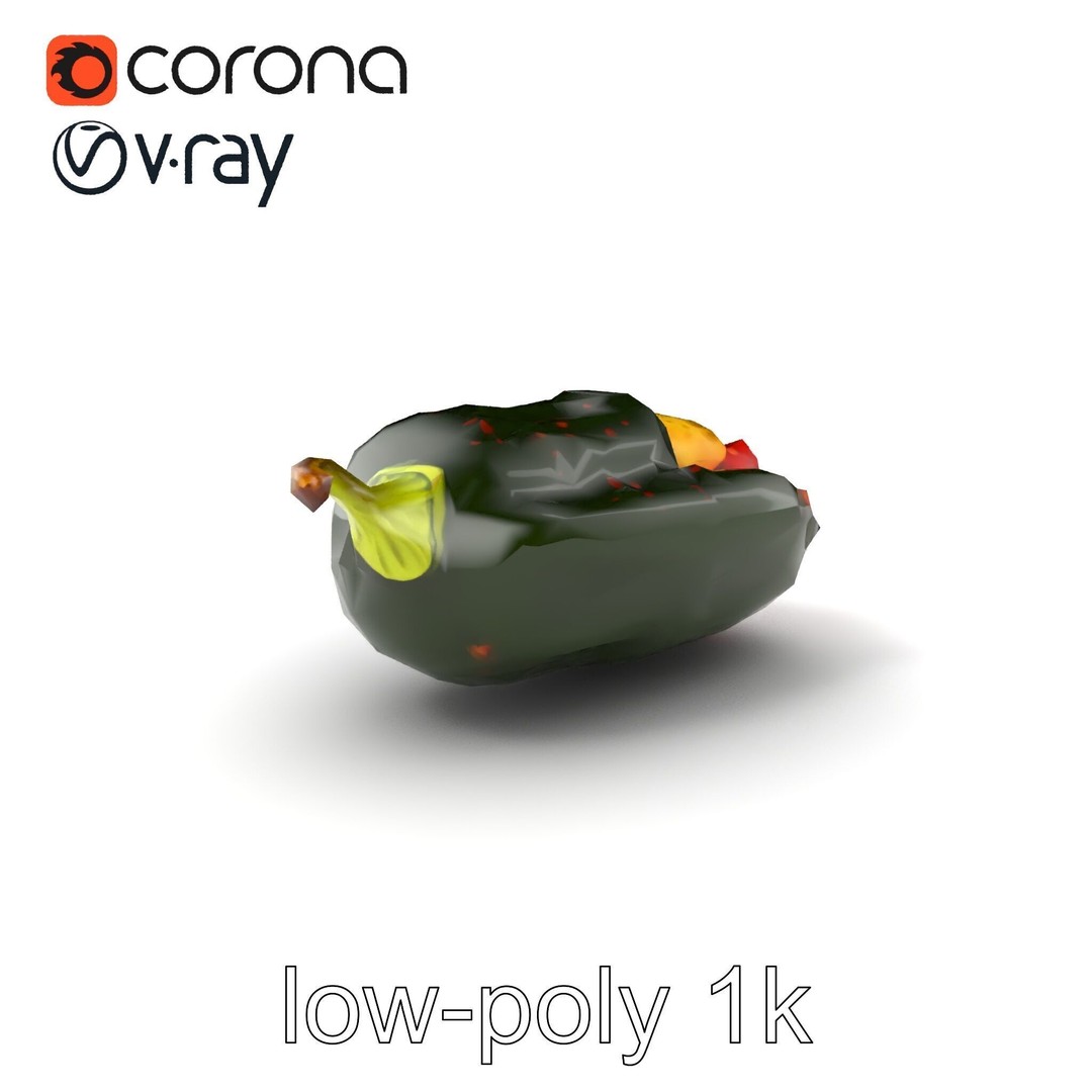 Chile Relleno 3D Model – Low Poly Culinary Asset, FBX, PBR Textures - View 6