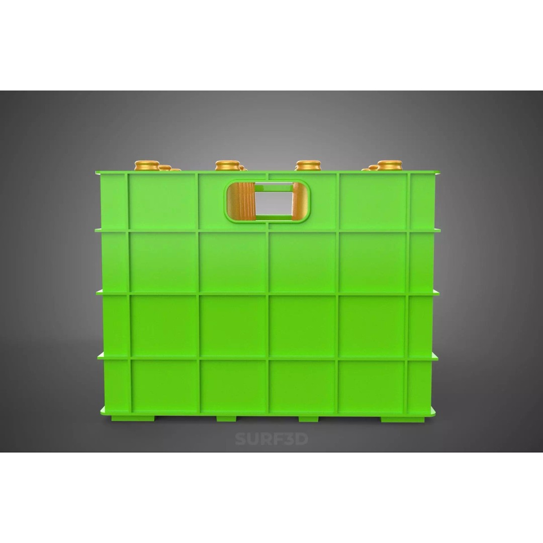 Green Bottles Drink Crate 3D Model – Durable Storage Array, FBX - View 10