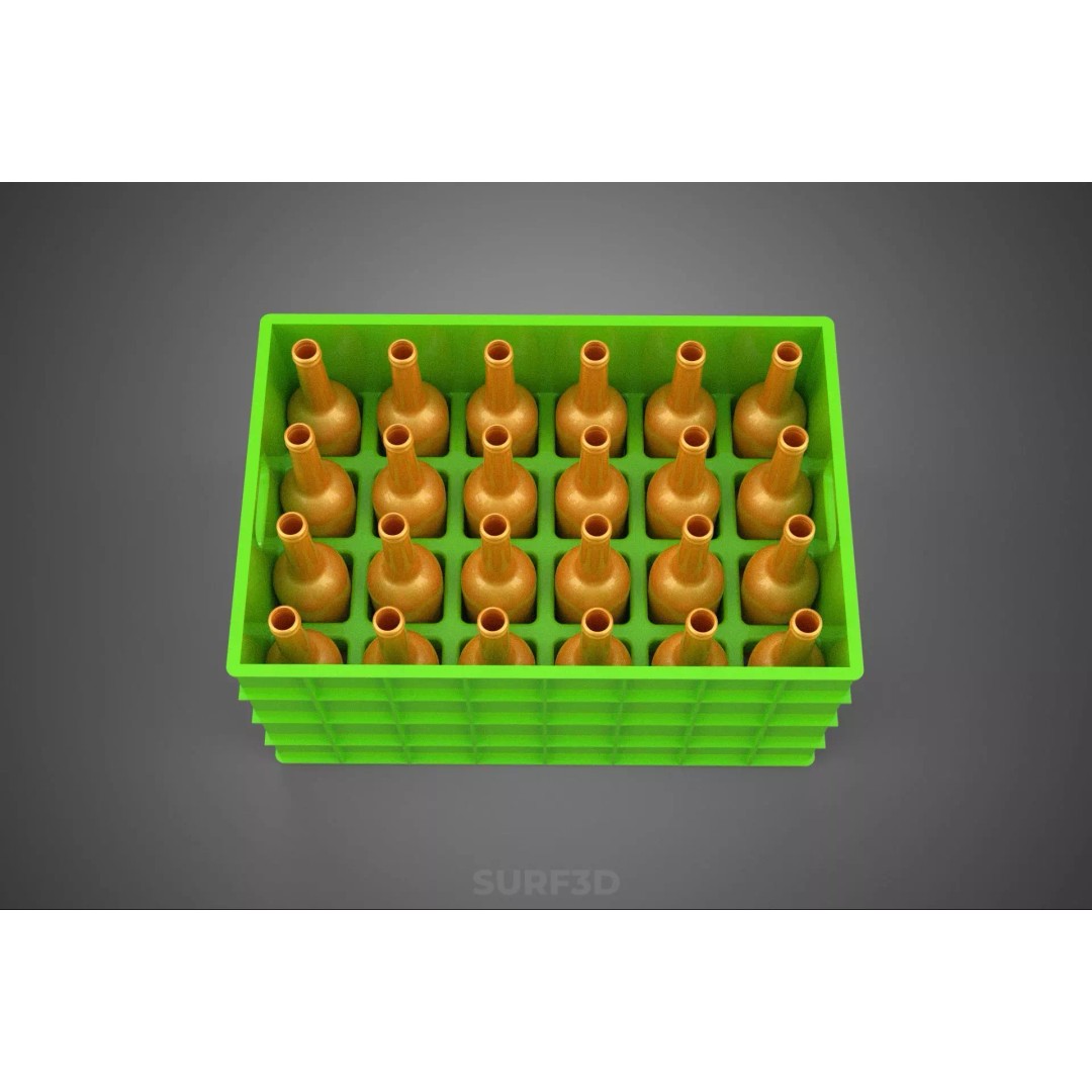 Green Bottles Drink Crate 3D Model – Durable Storage Array, FBX - View 12