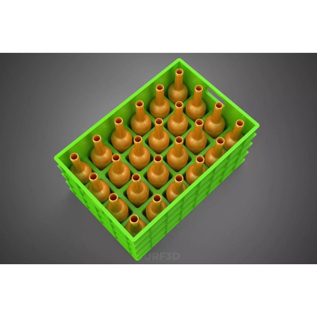 Green Bottles Drink Crate 3D Model – Durable Storage Array, FBX - View 15