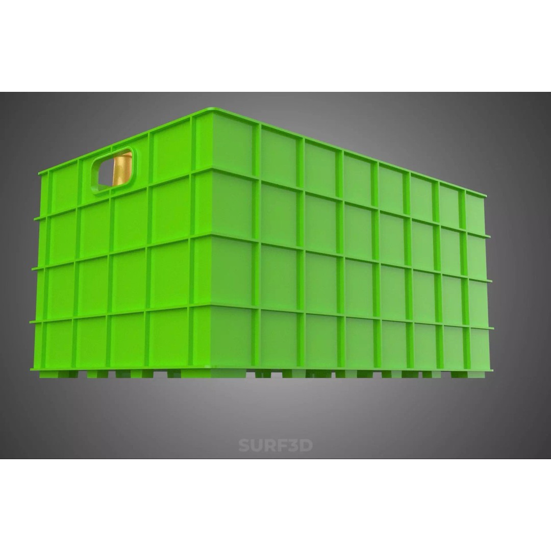 Green Bottles Drink Crate 3D Model – Durable Storage Array, FBX - View 16