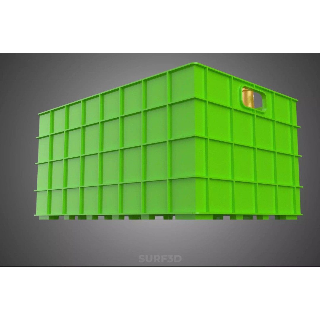 Green Bottles Drink Crate 3D Model – Durable Storage Array, FBX - View 18