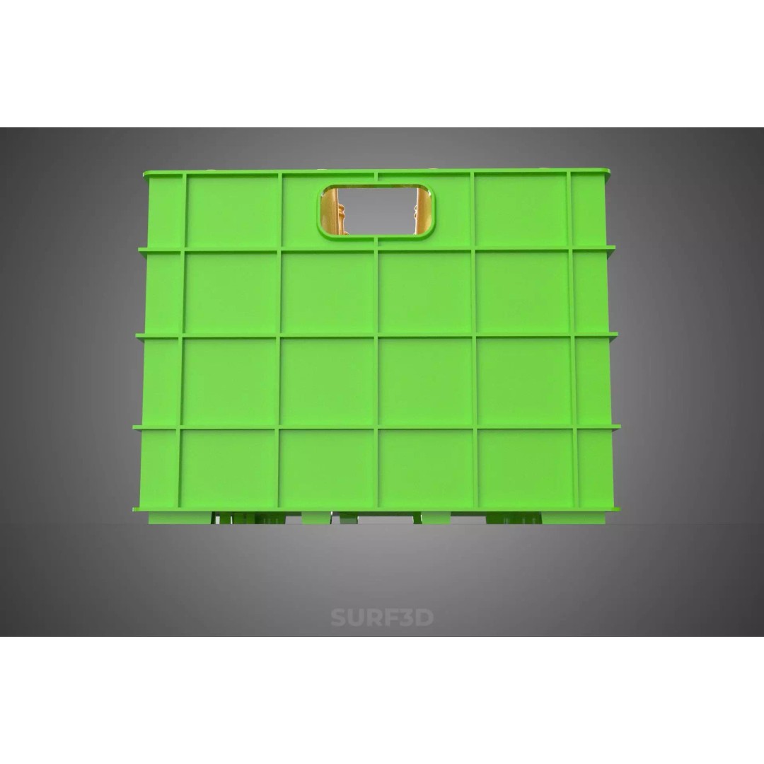 Green Bottles Drink Crate 3D Model – Durable Storage Array, FBX - View 19