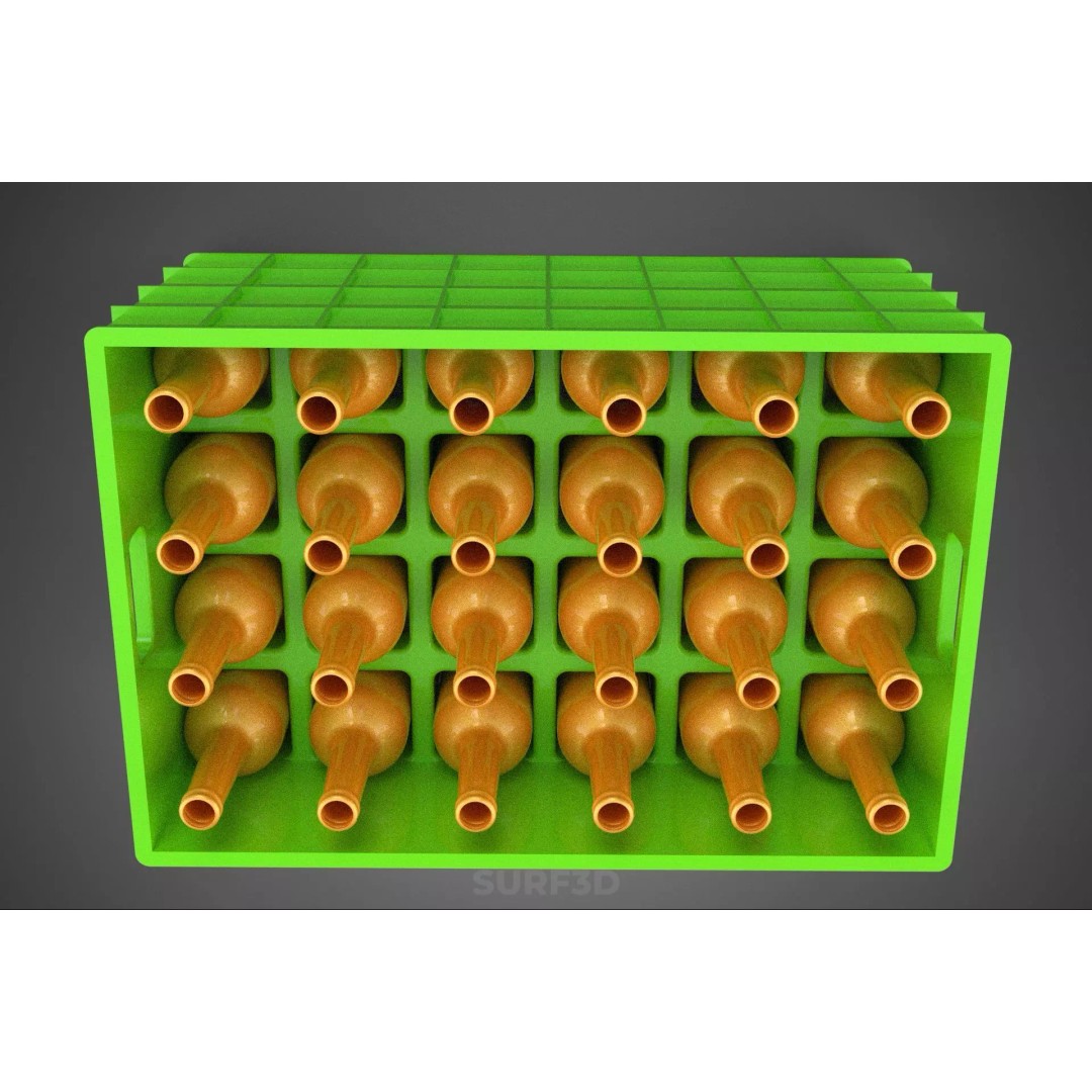 Green Bottles Drink Crate 3D Model – Durable Storage Array, FBX - View 22