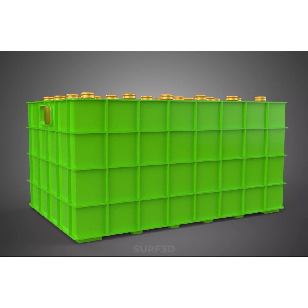 Green Bottles Drink Crate 3D Model – Durable Storage Array, FBX - View 26