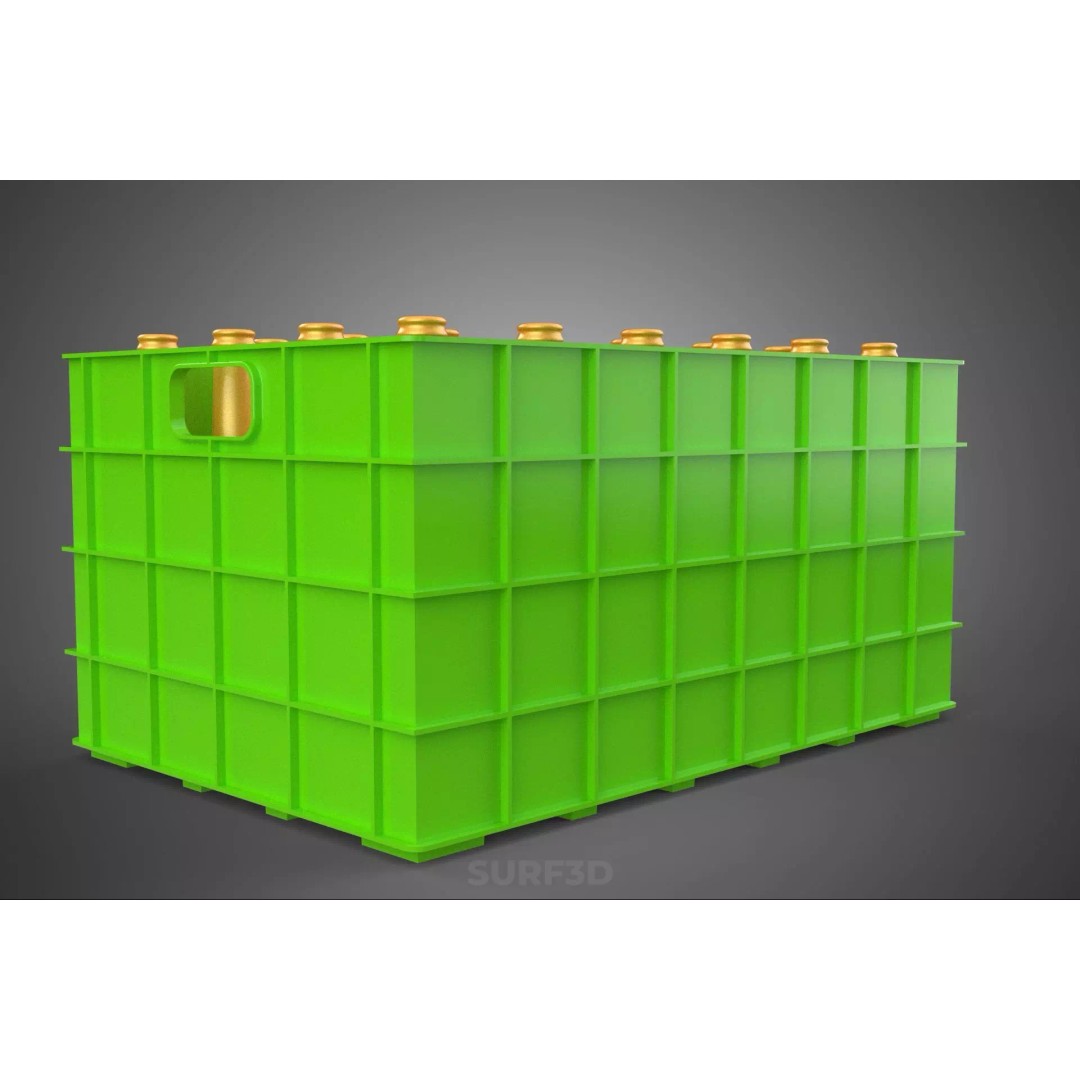 Green Bottles Drink Crate 3D Model – Durable Storage Array, FBX - View 7