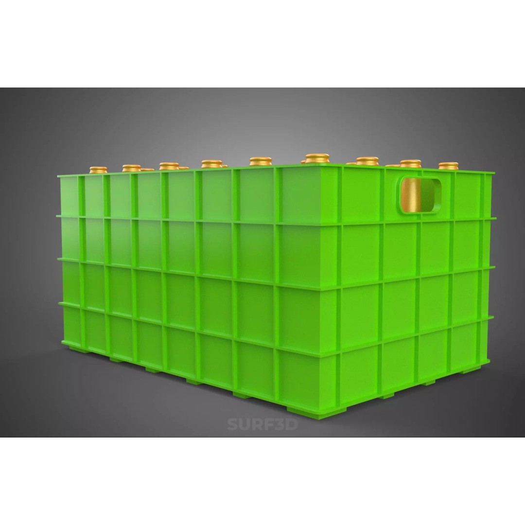 Green Bottles Drink Crate 3D Model – Durable Storage Array, FBX - View 9