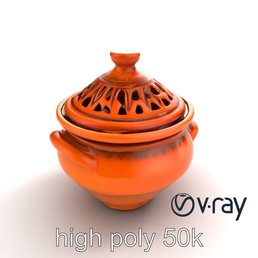 North African Tagine Pot 3D Model – Low Poly Artisanal Design, FBX - View 12