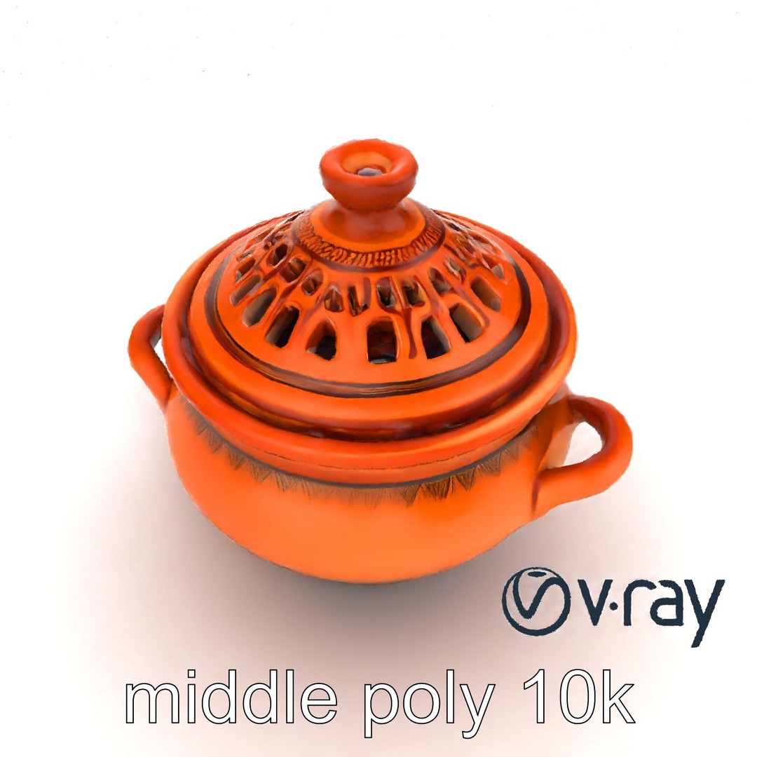 North African Tagine Pot 3D Model – Low Poly Artisanal Design, FBX - View 16