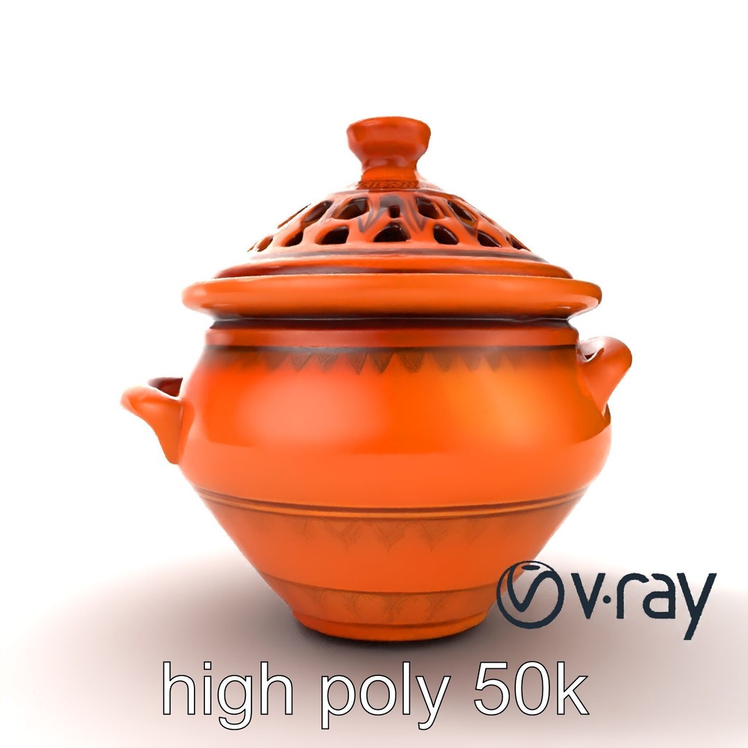 North African Tagine Pot 3D Model – Low Poly Artisanal Design, FBX - View 19