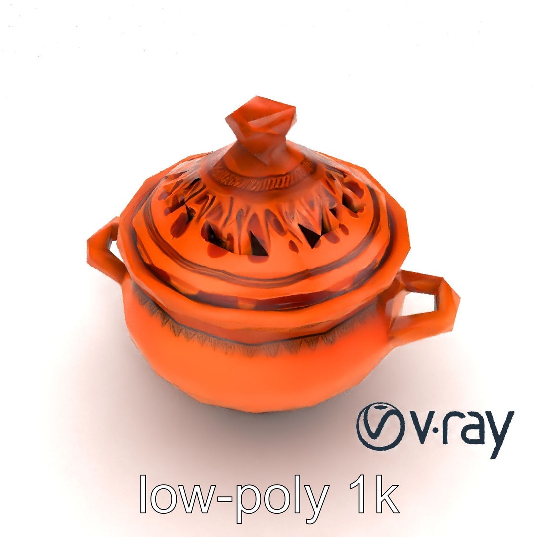 North African Tagine Pot 3D Model – Low Poly Artisanal Design, FBX - View 25