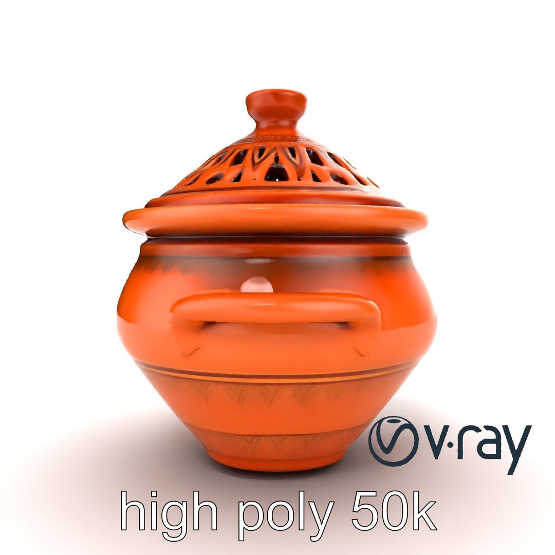 North African Tagine Pot 3D Model – Low Poly Artisanal Design, FBX - View 26
