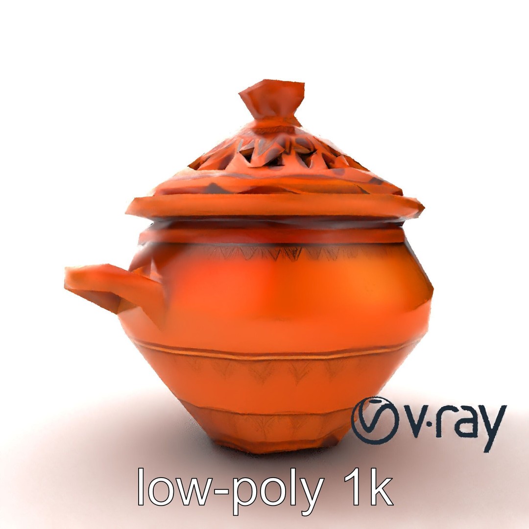 North African Tagine Pot 3D Model – Low Poly Artisanal Design, FBX - View 29