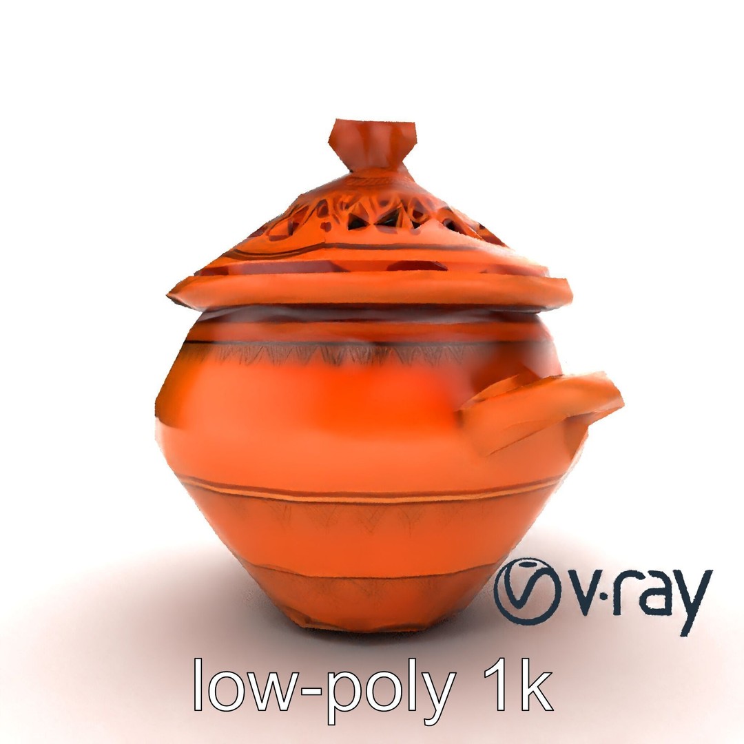 North African Tagine Pot 3D Model – Low Poly Artisanal Design, FBX - View 31
