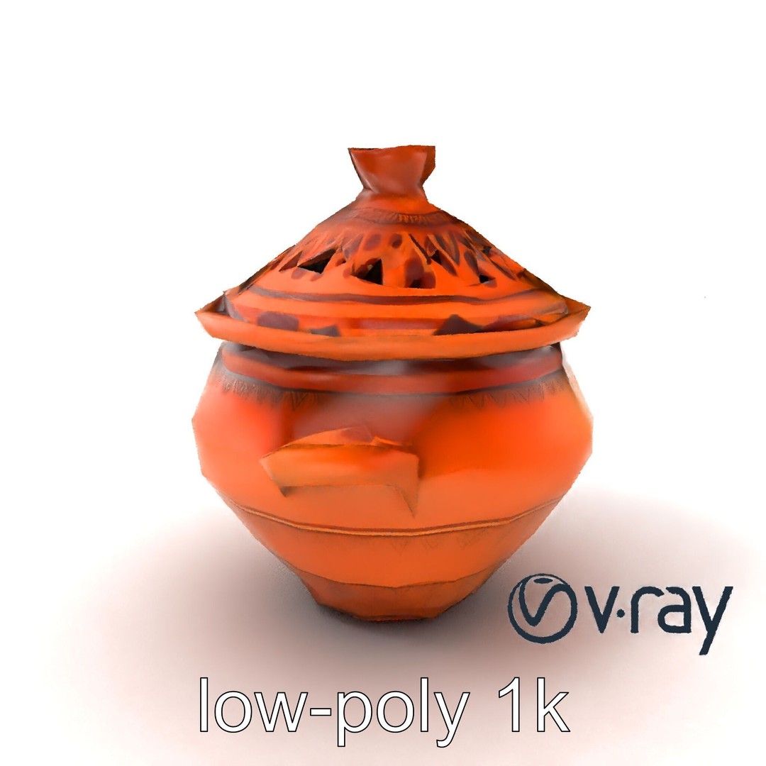 North African Tagine Pot 3D Model – Low Poly Artisanal Design, FBX - View 6