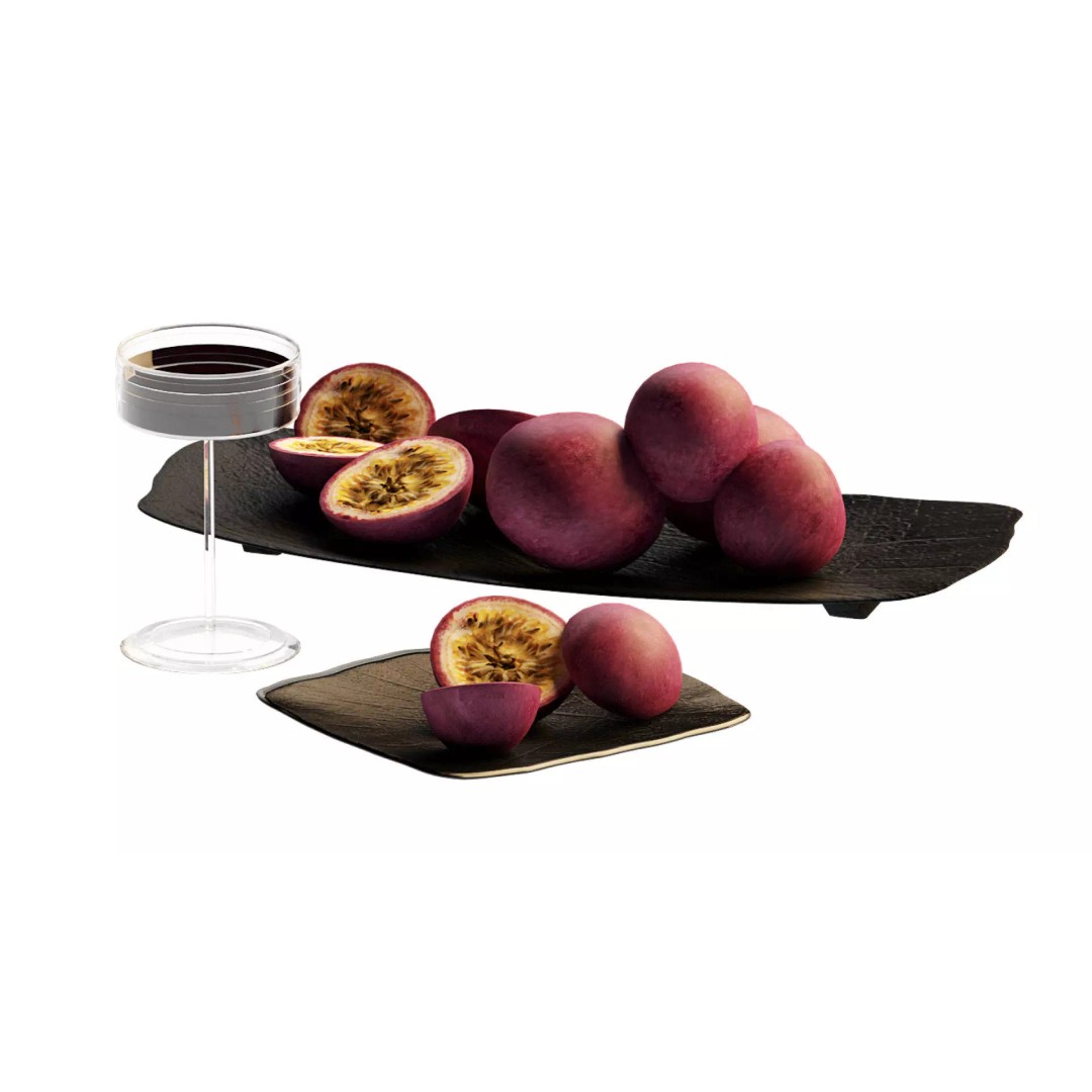 Passion Fruit 3D Model – Tropical Food Scene with Wine Glass - View 3