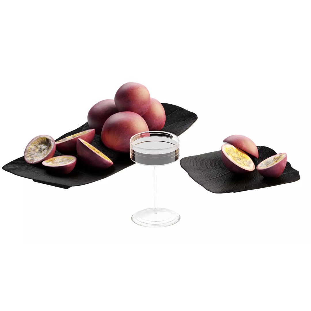 Passion Fruit 3D Model – Tropical Food Scene with Wine Glass - View 4