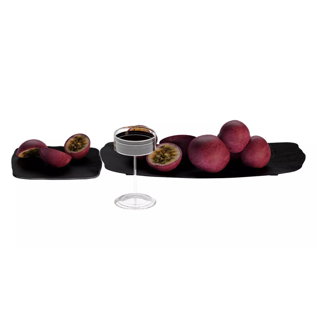 Passion Fruit 3D Model – Tropical Food Scene with Wine Glass - View 6