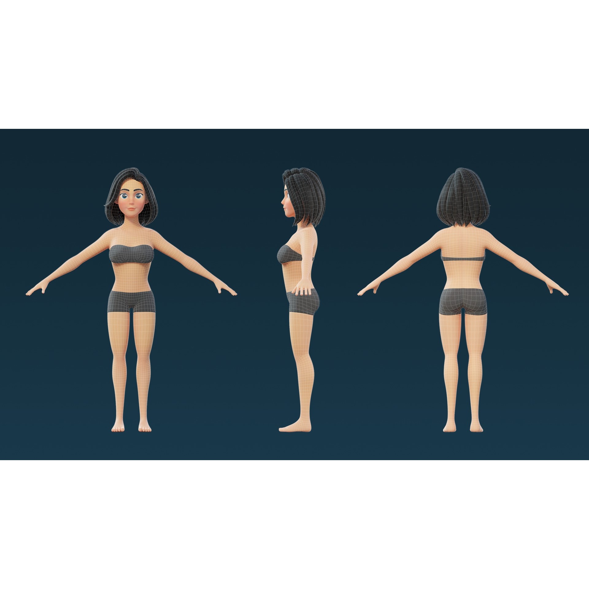 Cartoon Base Mesh Family Pack - Game-Ready 3D Model - View 12