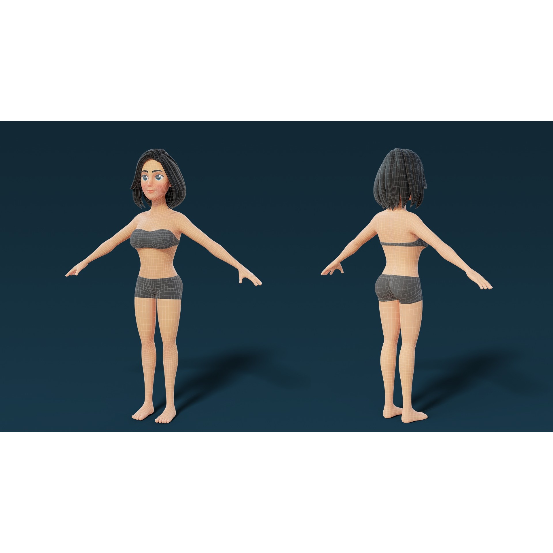 Cartoon Base Mesh Family Pack - Game-Ready 3D Model - View 13