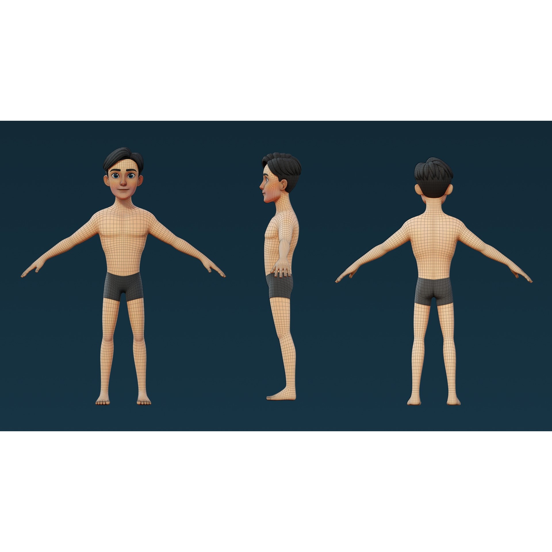 Cartoon Base Mesh Family Pack - Game-Ready 3D Model - View 16