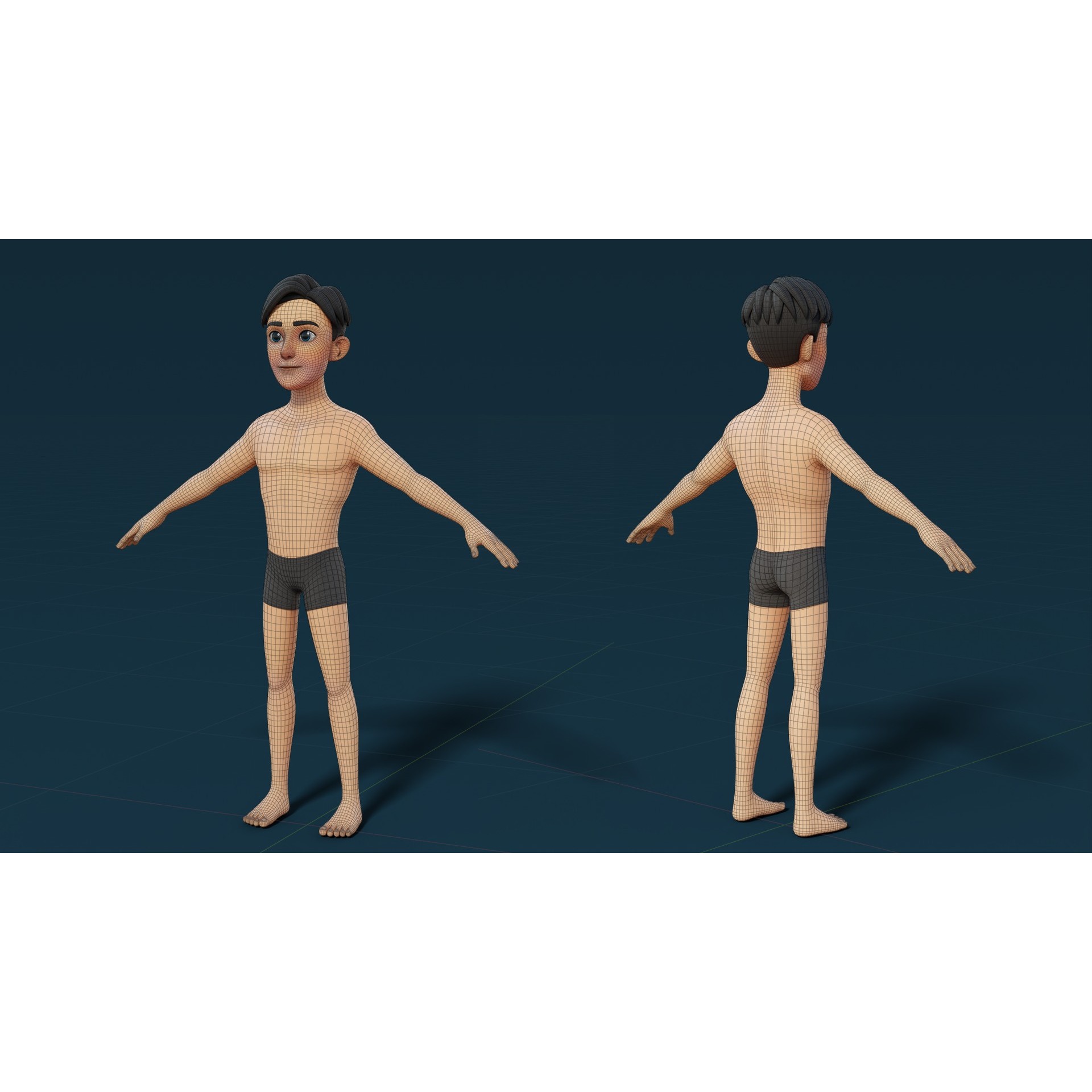 Cartoon Base Mesh Family Pack - Game-Ready 3D Model - View 17