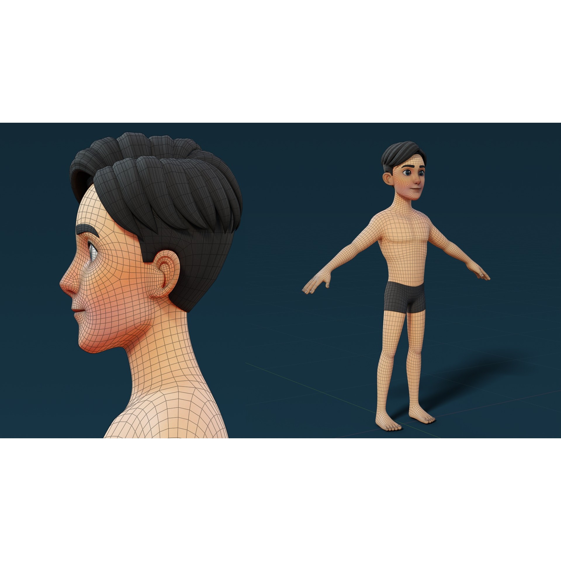 Cartoon Base Mesh Family Pack - Game-Ready 3D Model - View 19