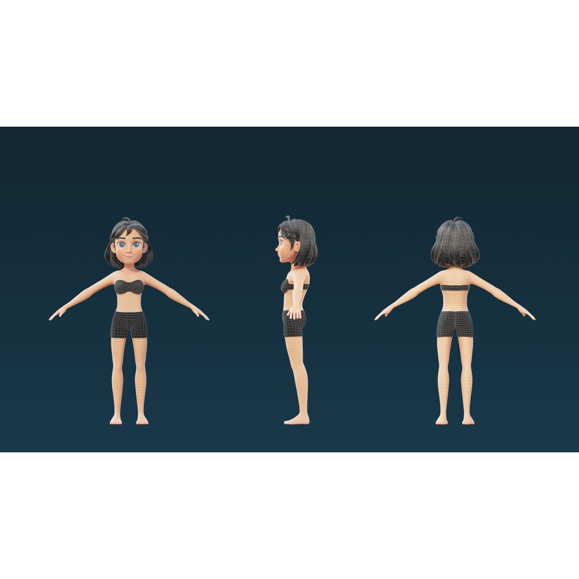 Cartoon Base Mesh Family Pack - Game-Ready 3D Model - View 20