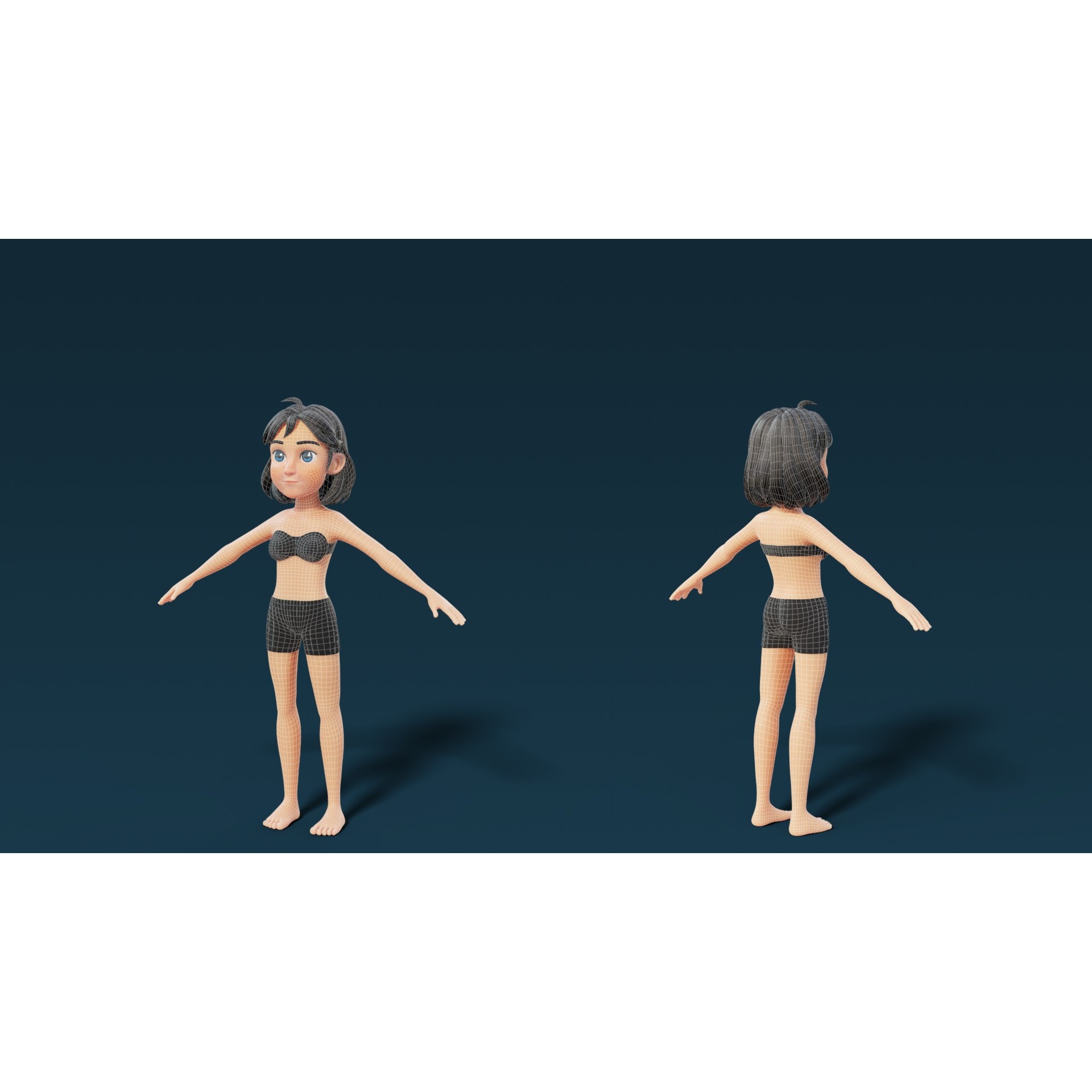 Cartoon Base Mesh Family Pack - Game-Ready 3D Model - View 23