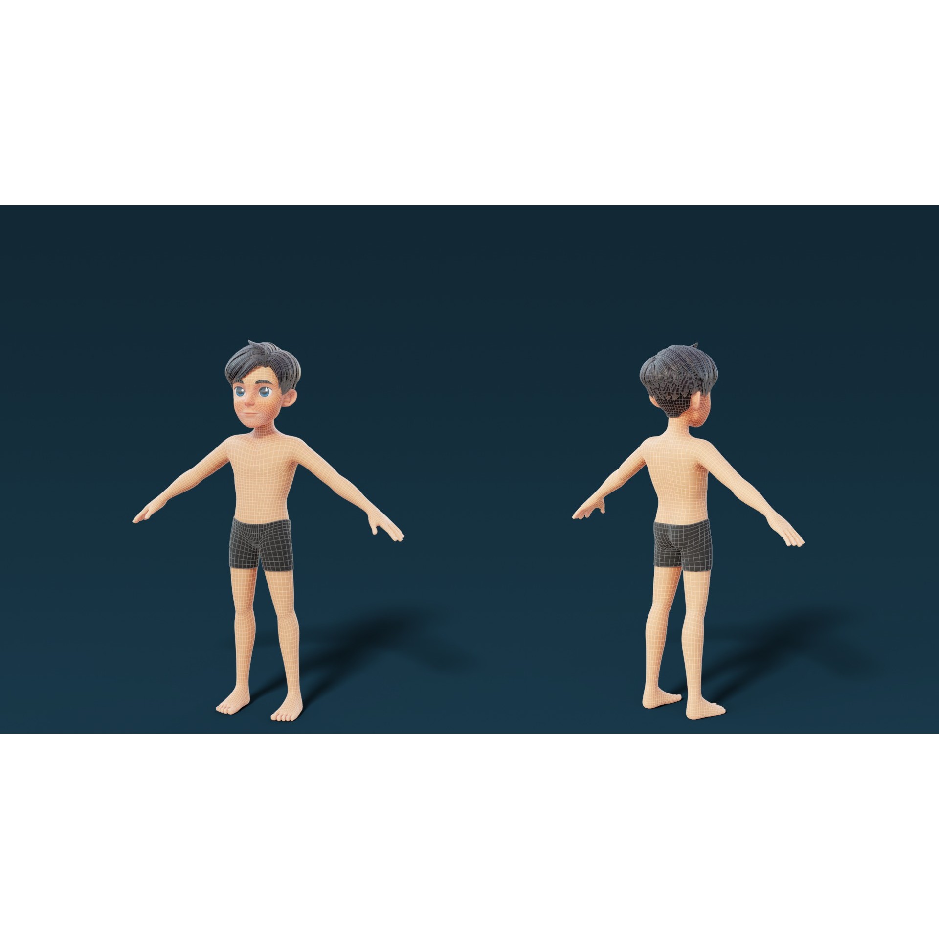 Cartoon Base Mesh Family Pack - Game-Ready 3D Model - View 24