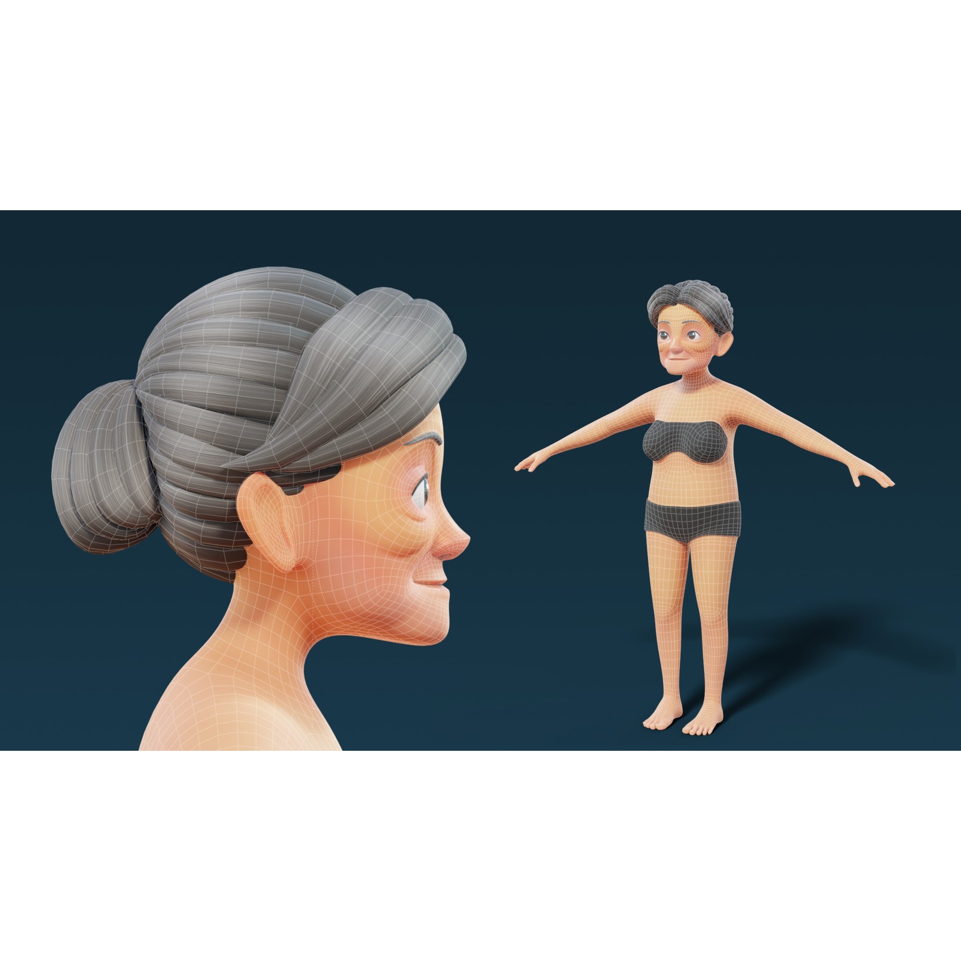Cartoon Base Mesh Family Pack - Game-Ready 3D Model - View 36