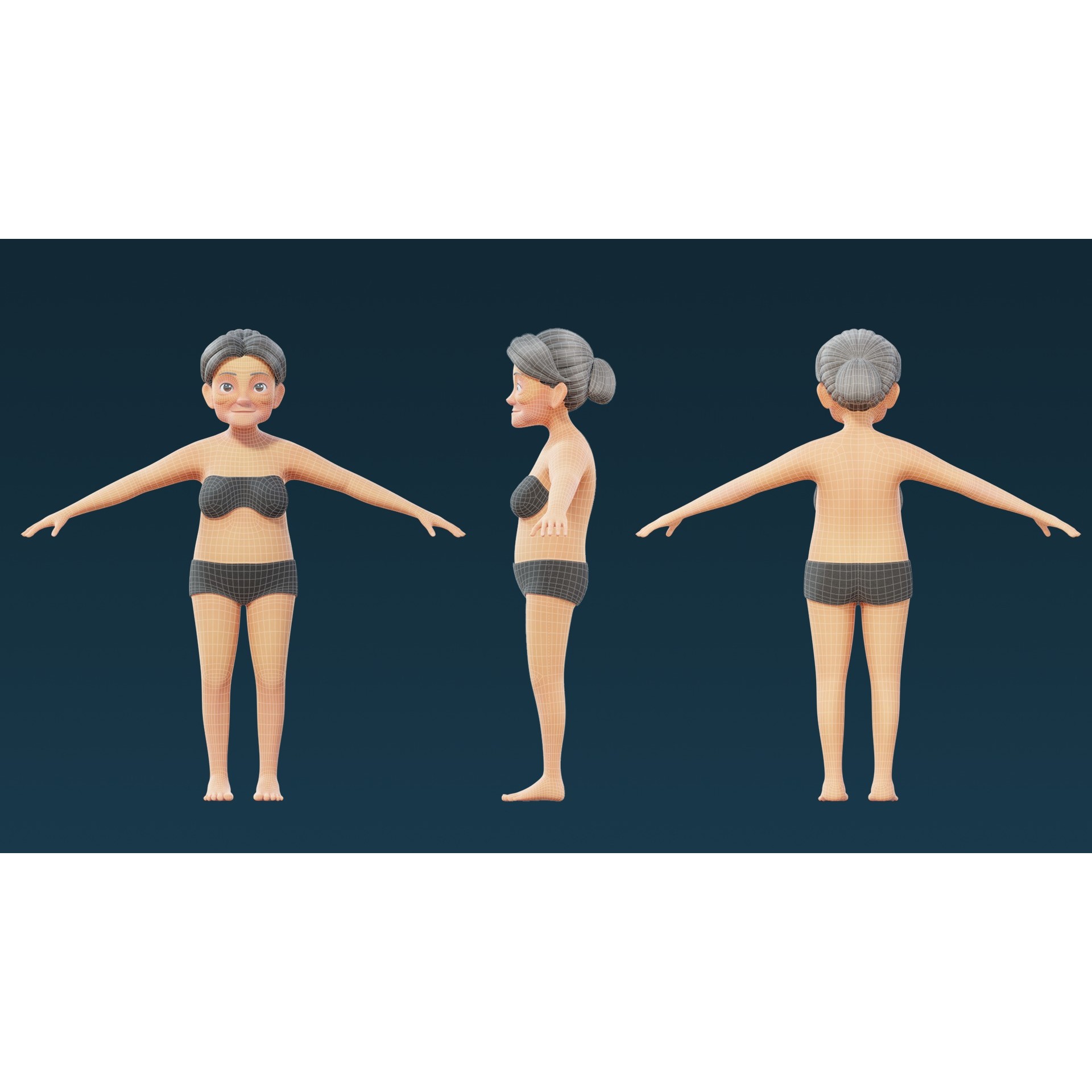 Cartoon Base Mesh Family Pack - Game-Ready 3D Model - View 38