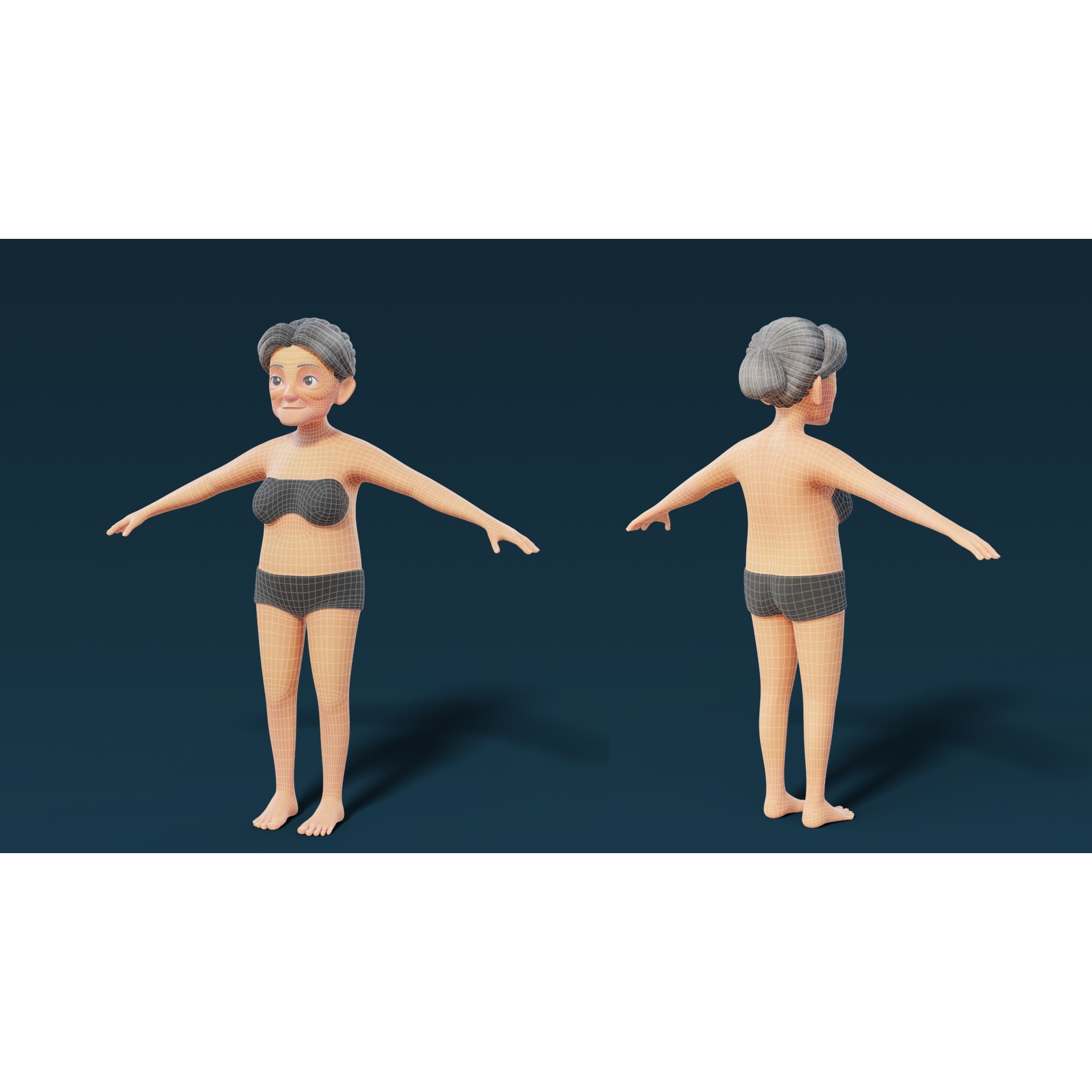 Cartoon Base Mesh Family Pack - Game-Ready 3D Model - View 39