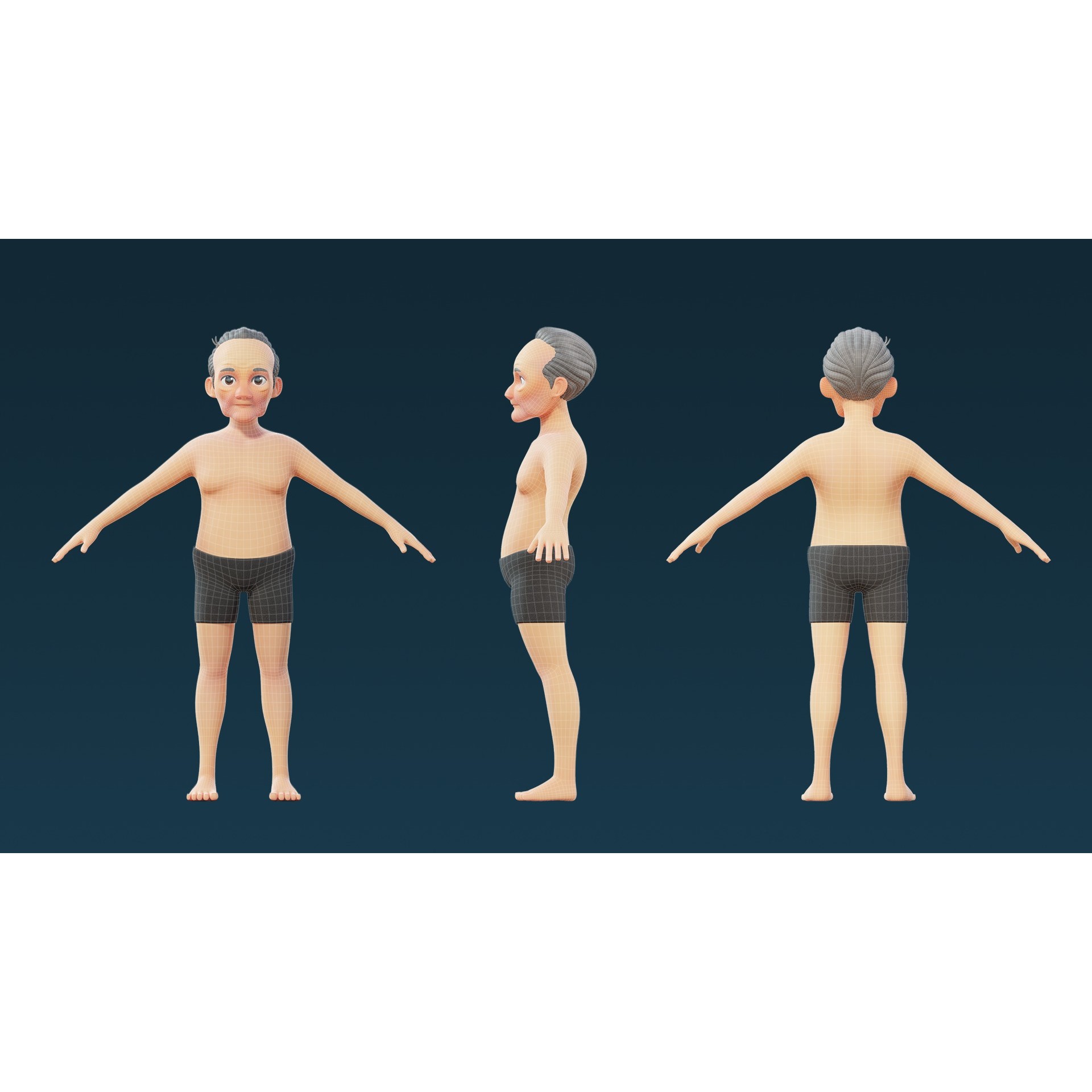 Cartoon Base Mesh Family Pack - Game-Ready 3D Model - View 40
