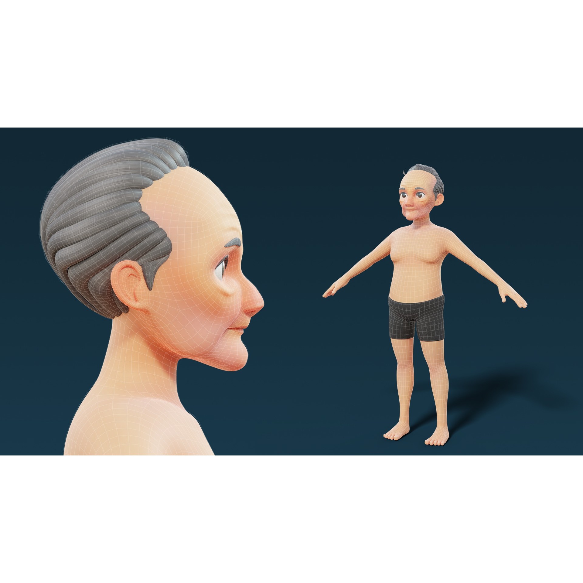Cartoon Base Mesh Family Pack - Game-Ready 3D Model - View 42