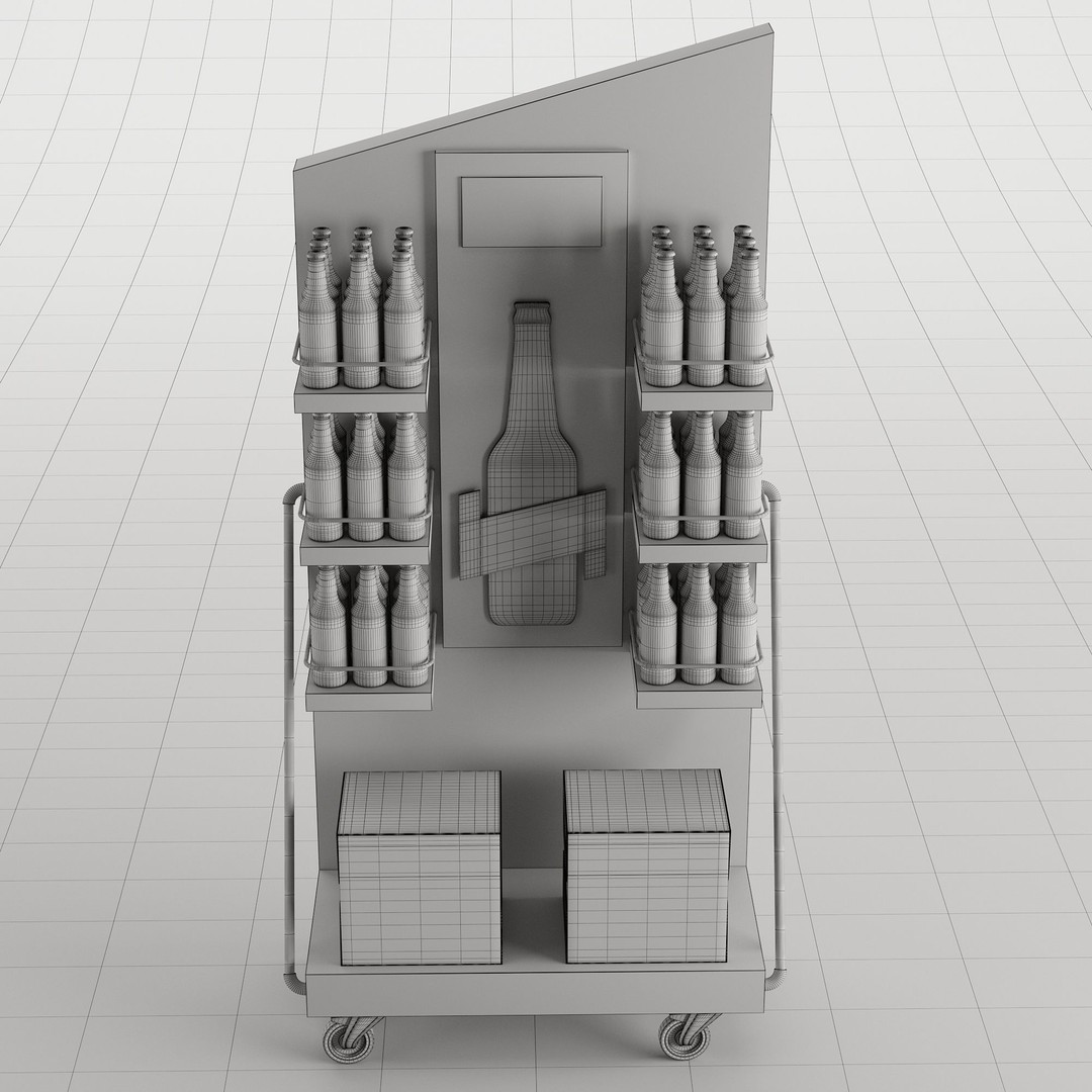Beer Stand 3D Model – High Poly PBR Asset, FBX, OBJ, Game-Ready