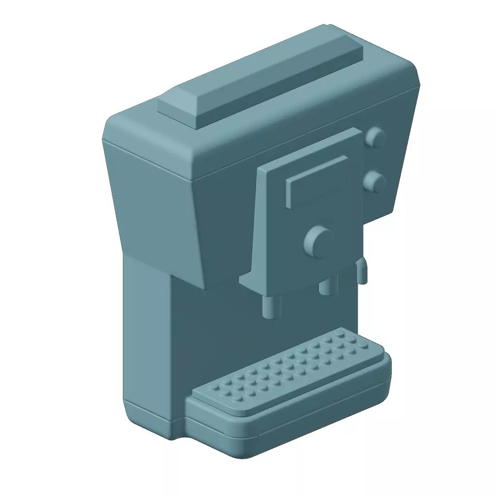 Plastic Coffee Maker 3D Model – High Poly Game Asset, FBX, OBJ - View 3