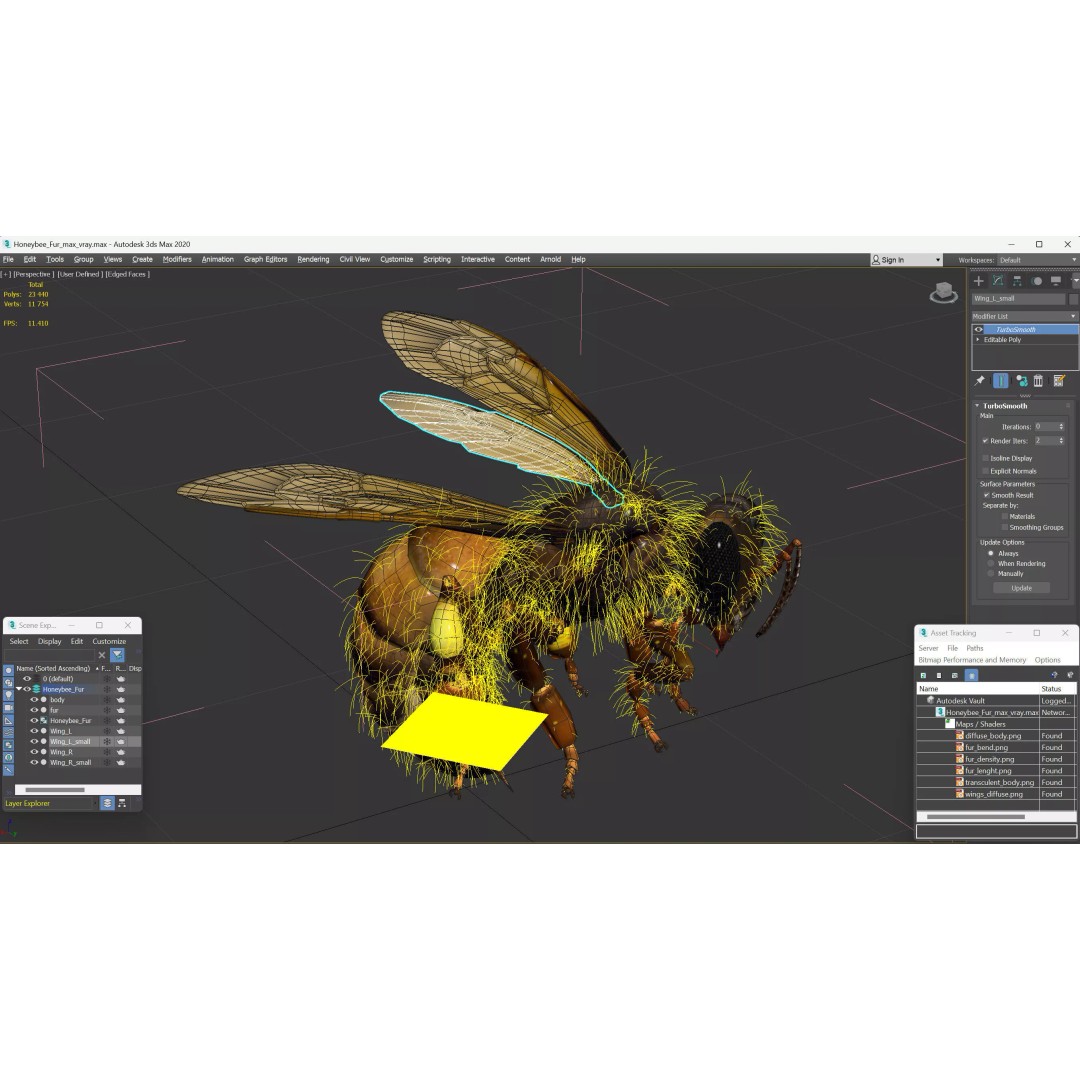 Honeybee 3D Model – High Quality PBR Insect Asset, FBX, OBJ - View 20