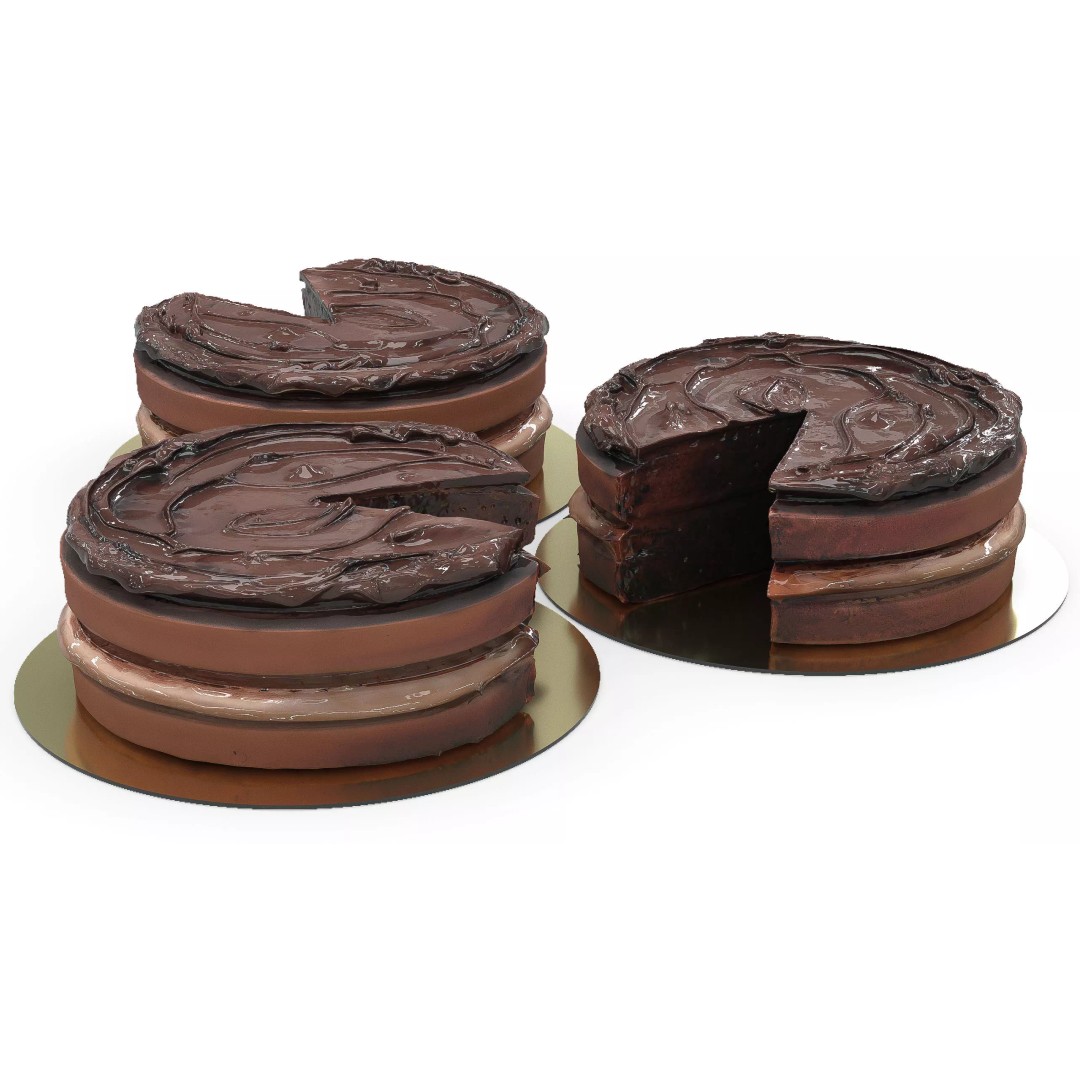 Chocolate Cake 3D Model – Low Poly PBR Asset, FBX, OBJ - View 2