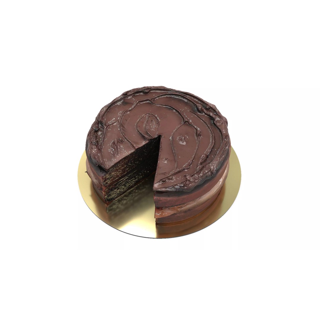 Chocolate Cake 3D Model – Low Poly PBR Asset, FBX, OBJ - View 3