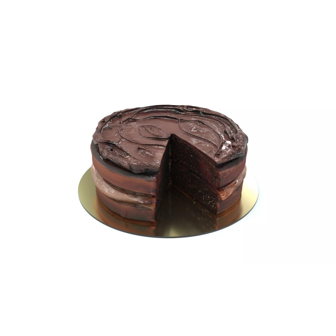 Chocolate Cake 3D Model – Low Poly PBR Asset, FBX, OBJ - View 4