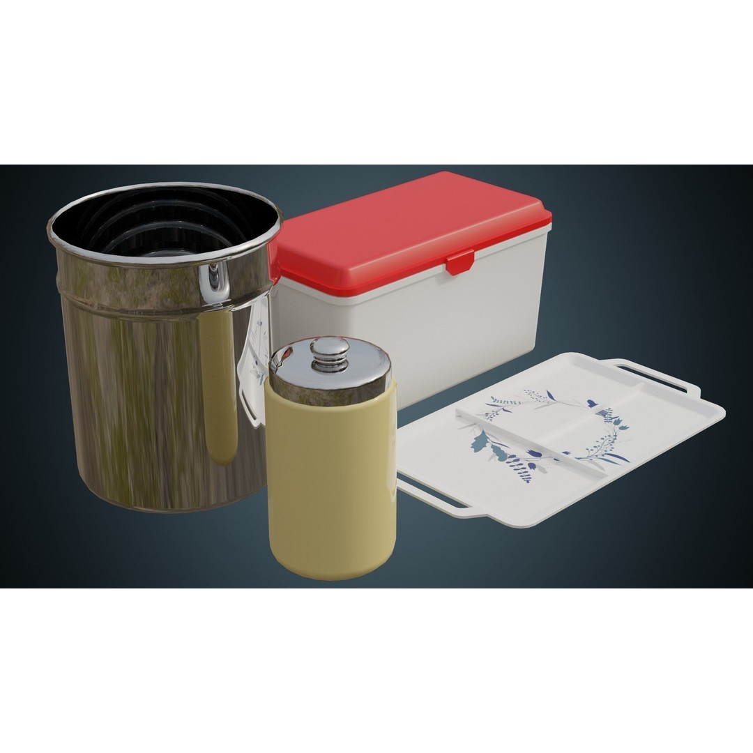 Medical Containers 3D Model – Low Poly Game Asset, FBX, OBJ - View 3